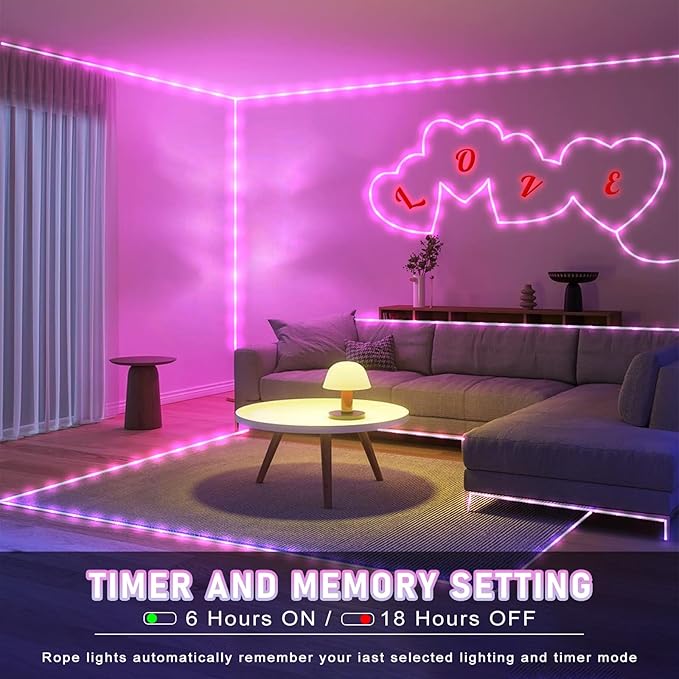 Rope Lights for Outside, 66FT 200 LED String Lights Outdoor with Waterproof 8 Modes, Flexible and Connectable Plug in Fairy Light for Indoor Patio Pool Garden Party Wedding Decorations, Pink-VerdiqueGarden