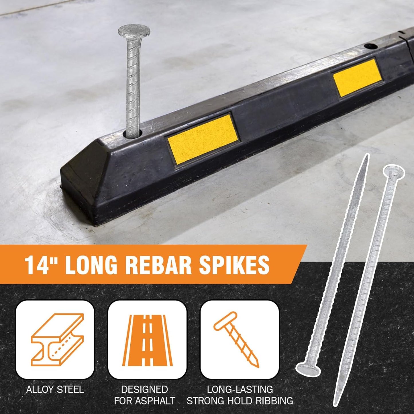 Tandefio 24 Pcs 14 inch Rebar Stakes, 1/2 Inch Diameter Threaded Galvanized Steel Ground Anchors Plant Support Garden Stakes, Heavy Duty Metal Landscape Spikes for Speed Bump Tent-VerdiqueGarden