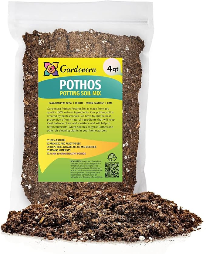 Premium Pothos Potting Soil Mix - Air Cleaning Plant Potting Mix, Soil Mix for Pothos, Parlor Palm, Peace Lily - (4 Quart Bag)-VerdiqueGarden