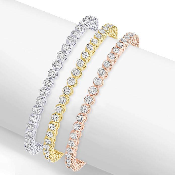 Houston Diamond District 3 to 30 Carat Classic LAB GROWN Diamond Tennis Bracelet 3 Prong Luxury Collection (D-E Color, VS1-VS2 Clarity)