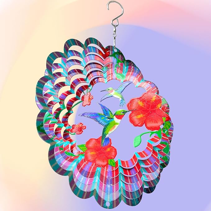 Hummingbird Wind Spinners Outdoor,6in Mandala Wind Spinner Hummingbird Gift for Women Men,Wind Spinner for Yard and Garden,Wind Sculpture for Yard Art Decorations,Christmas Decoration-VerdiqueGarden