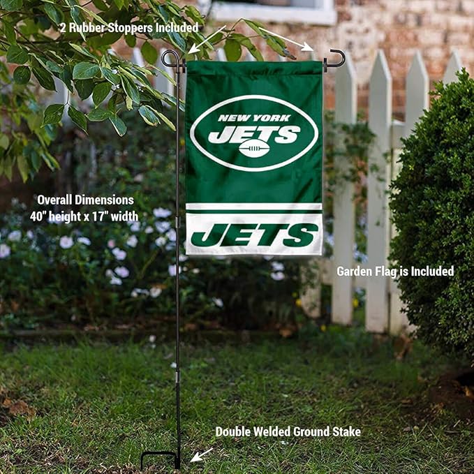 WinCraft New York Jets Garden Flag and Pole Stand Holder-VerdiqueGarden