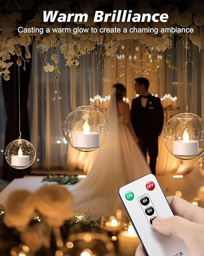 Tea Light Remote Control Candle,Flickering Flameless LED Candle,Long Lasting 400+Hours,Battery Operated with Timer for Home Decoration Seasonal &Festival Celebration WarmWhite (12pcs)-VerdiqueGarden