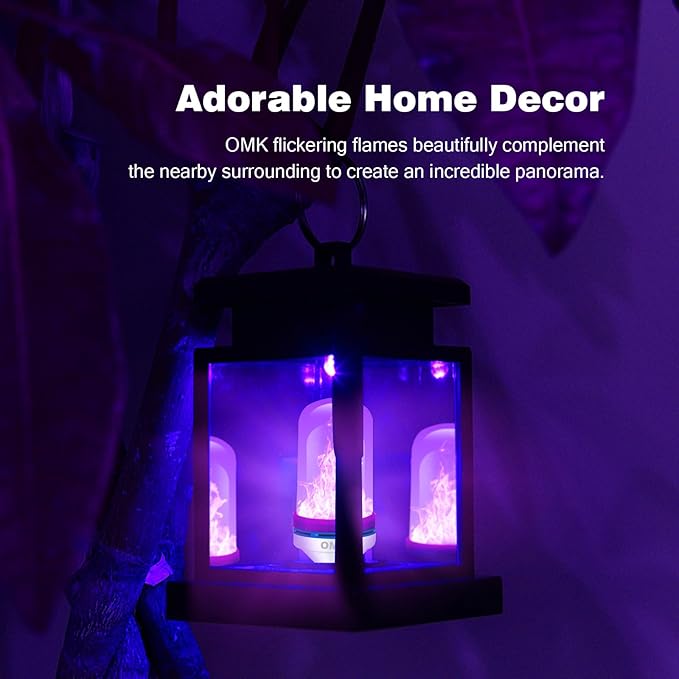 OMK 【Upgraded】 Purple LED Flame Light Bulbs - Flickering Light Bulbs with Gravity Sensing, E26 Base Flame Bulb, Holiday Christmas Indoor Outdoor Light Bulbs, Valentine Decoration Gifts Lights (2Pack)-VerdiqueGarden