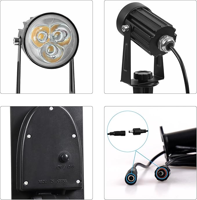 Solar Spot Lights Outdoor, 2-in-1 Solar Landscape Spotlights IP65 Waterproof 9.8ft Cable,Auto On/Off Outdoor Wall Lights for Garden Yard Driveway Porch Walkway Pool(6000K White)-VerdiqueGarden