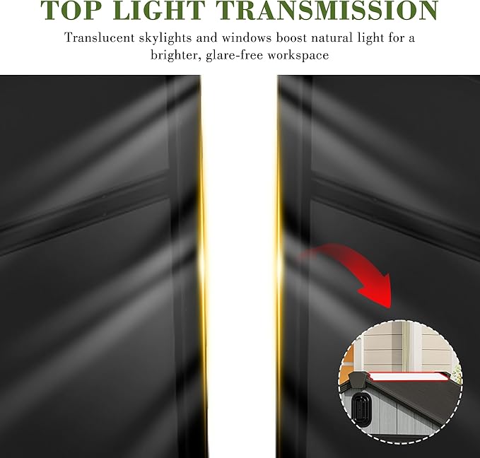 Domi 6x4FT Outdoor Resin Storage Shed with Transparent Windows & Louvered Vents, Plastic Tool Shed with Double Lockable Doors & Gable Roof, Outside Garden Shed for Backyard, Patio, Lawn, Grey-VerdiqueGarden