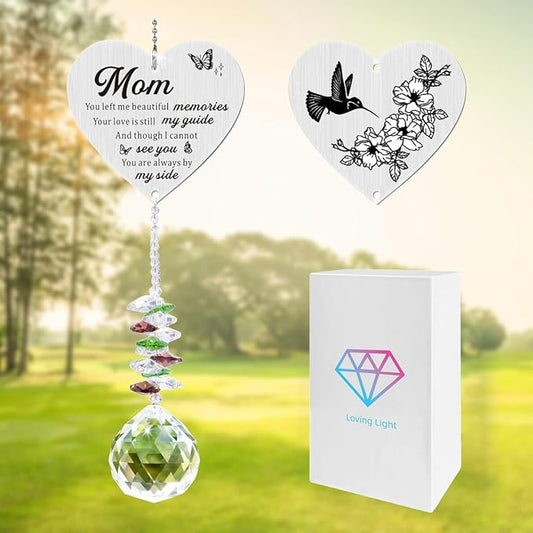 Memorial Gifts for Loss of Mom, Sympathy Gifts for Loss of Mom, Mom in Heaven Memorial Crystal Suncatcher for Window Home Decor (Mom)-VerdiqueGarden