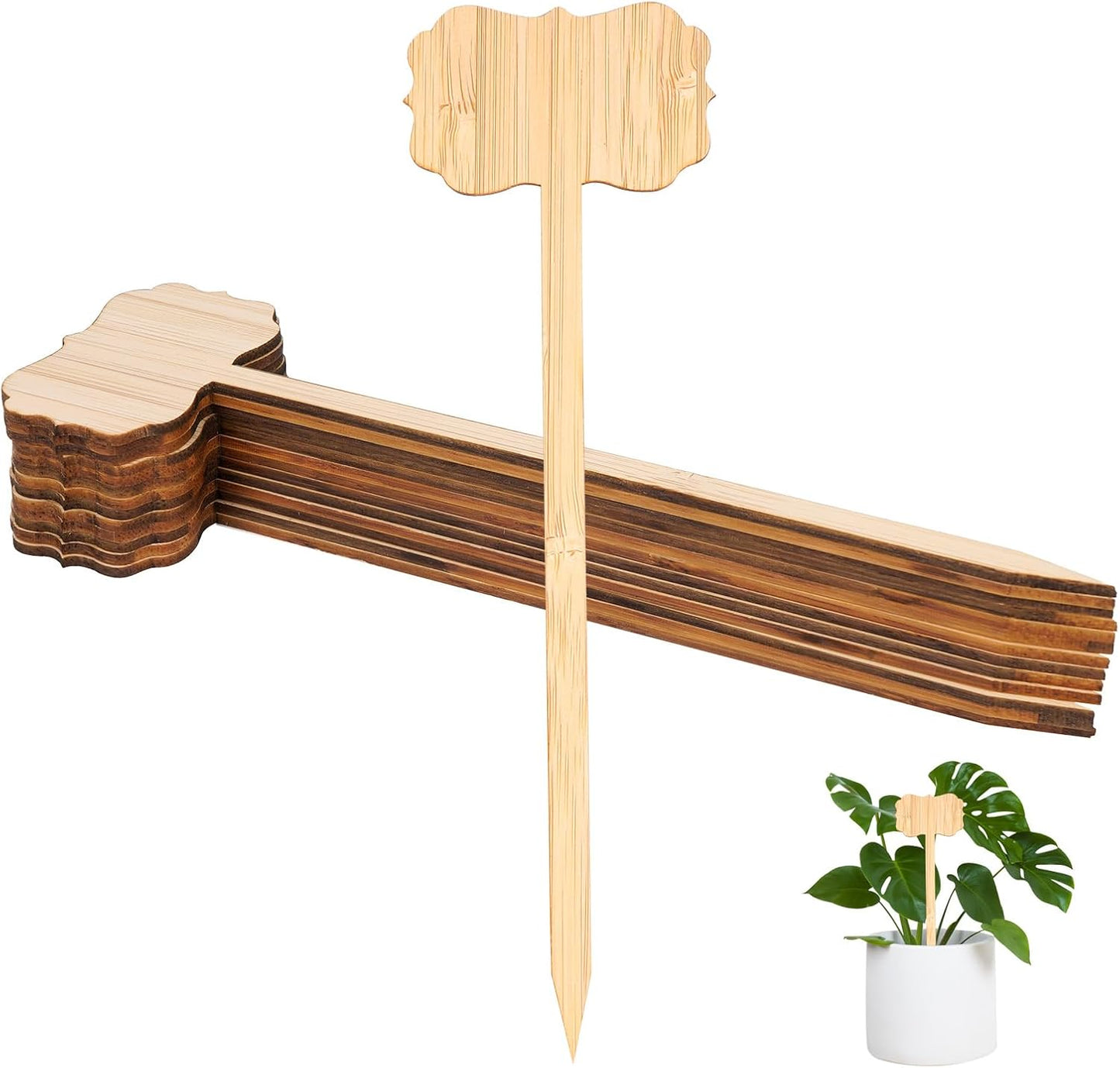 Linkidea 50pcs T-Shape Wooden Plant Labels with 2 Marker Pens, Garden Plant Tags for Outdoor, Vegetable Seedling Label, Waterproof Garden Signs-VerdiqueGarden