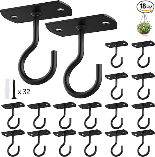 Ceiling Hooks for Hanging Plants 18Pack,2.5 inches Black-VerdiqueGarden
