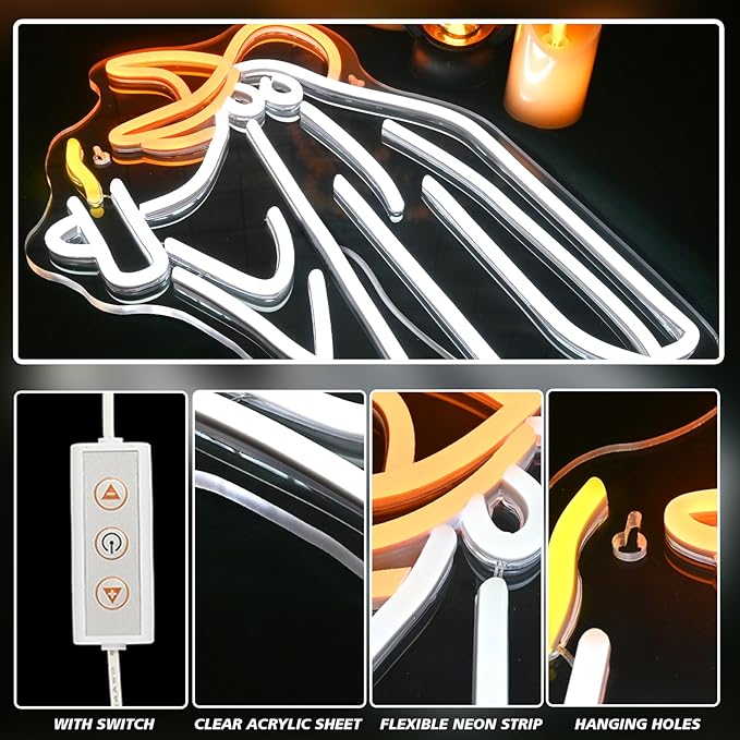 Ghost Neon Sign Wall Decor, Ghost Neon Light Bedroom Wall Decor Suitable for Kids Game Room Man Cave Birthday Halloween Decoration Gift-VerdiqueGarden