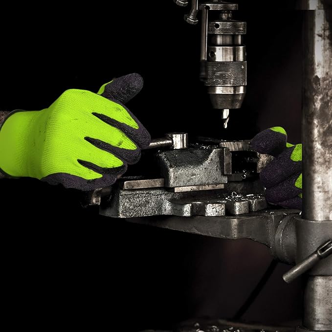 Evridwear Crinkle Latex Rubber Hand Coated Safety Work Gloves for Men Women General Multi Use Construction Warehouse Gardening Assembly Landscaping (M-Size) Lime 120 Pairs Pack-VerdiqueGarden