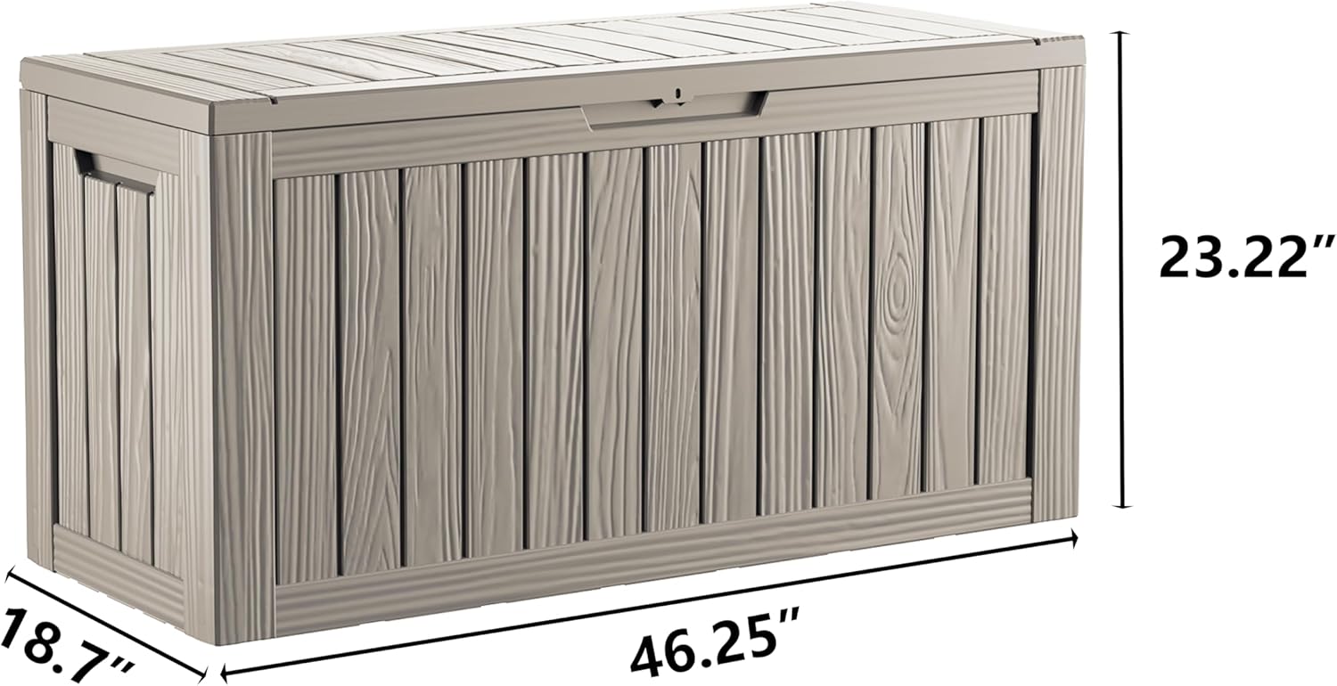 80 Gallon Double-Wall Resin Deck Box - Lockable Waterproof Outdoor Storage Box, 515lbs Capacity & Doubles as Seating for Patio Furniture - Garden Tools, Pool Accessories (Brown)-VerdiqueGarden