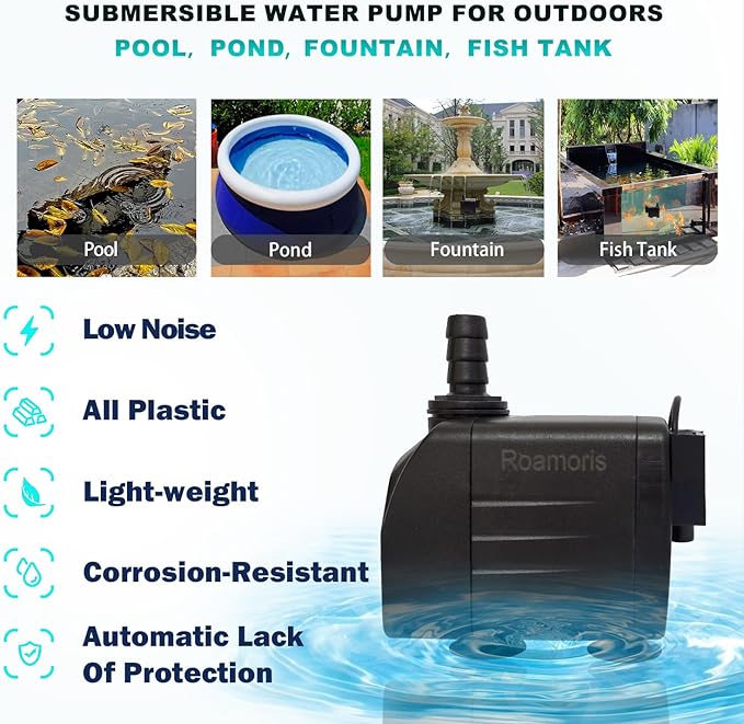 Automatic Submersible Pump With Level Sensor,110V Fountain Water Pump For Pond, Aquariums,Fish Tank, Hydroponics,PM05-VerdiqueGarden