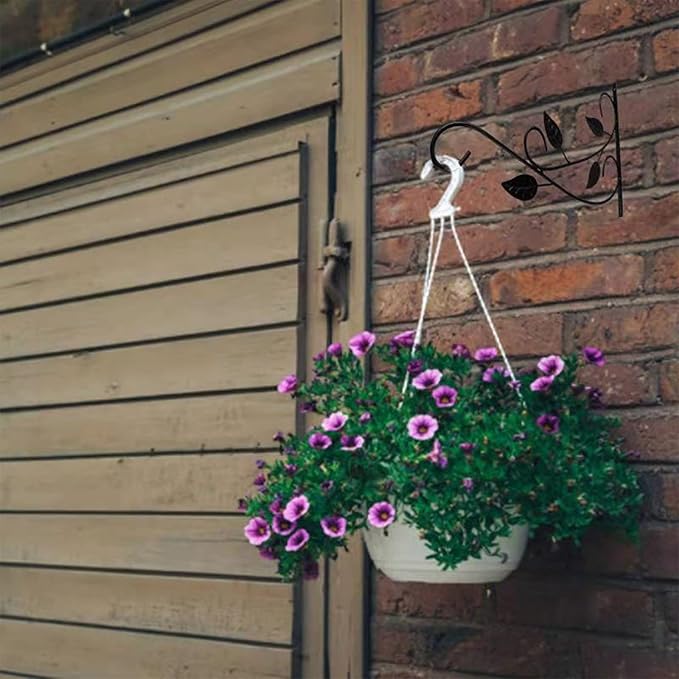 4 Leaves Style Metal Hanging Plant Brackets 12 inches x 9 inches, Pack of 2, Wall Mount Plant Hangers, Planter Hooks for Flower Baskets, Bird Feeders in Corridor/Patio/Porch/Garden-VerdiqueGarden