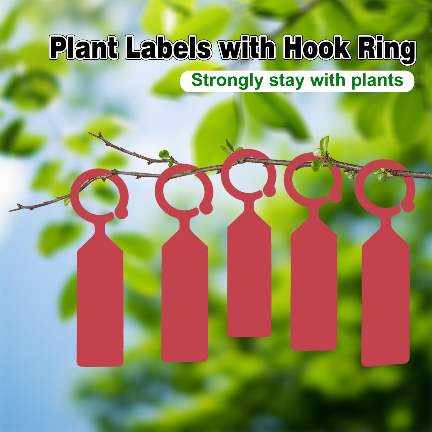 Plant Labels Yuanling 100Pcs Plastic Waterproof Plant Tree Tags Nursery Garden Markers for Indoor Outdoor Gardening Plants Vegetables Flowers Potted (Red Color with 1 Marker Pen)-VerdiqueGarden