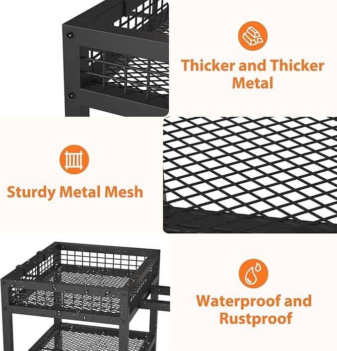 Garden Tool Organizer with Wheels-Movable Garden Tool Rack with Storage Hooks for Long-Handled Tools/Rakes/Brooms/Shovels,Heavy Duty Metal Garden Tool Storage for Garage,Shed,Garden,Black-VerdiqueGarden