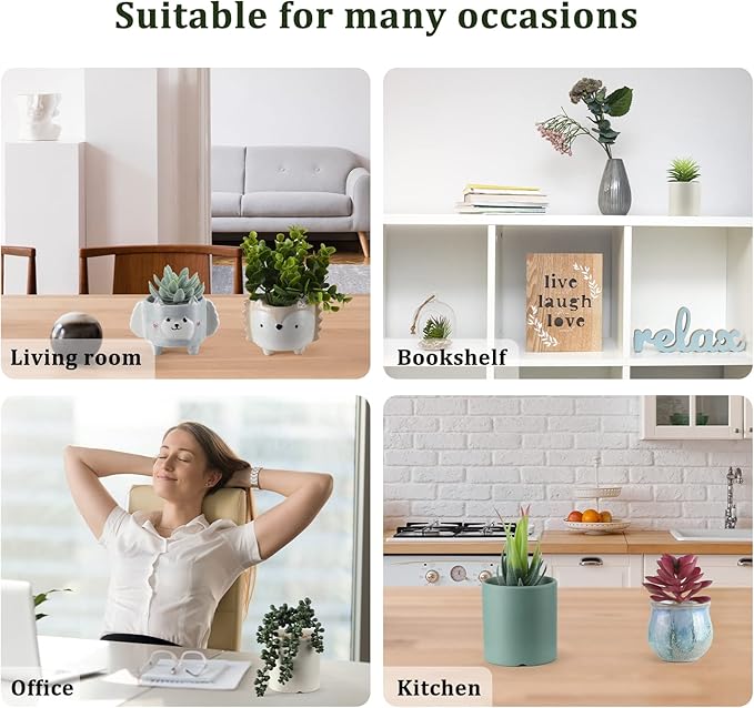 Therwen 32 Pcs Summer Artificial Succulents Plants Fake Realistic Faux Succulents Fake Plant Artificial Plant Home Decor for Outdoor Indoor Garden Office Summer Decorations-VerdiqueGarden