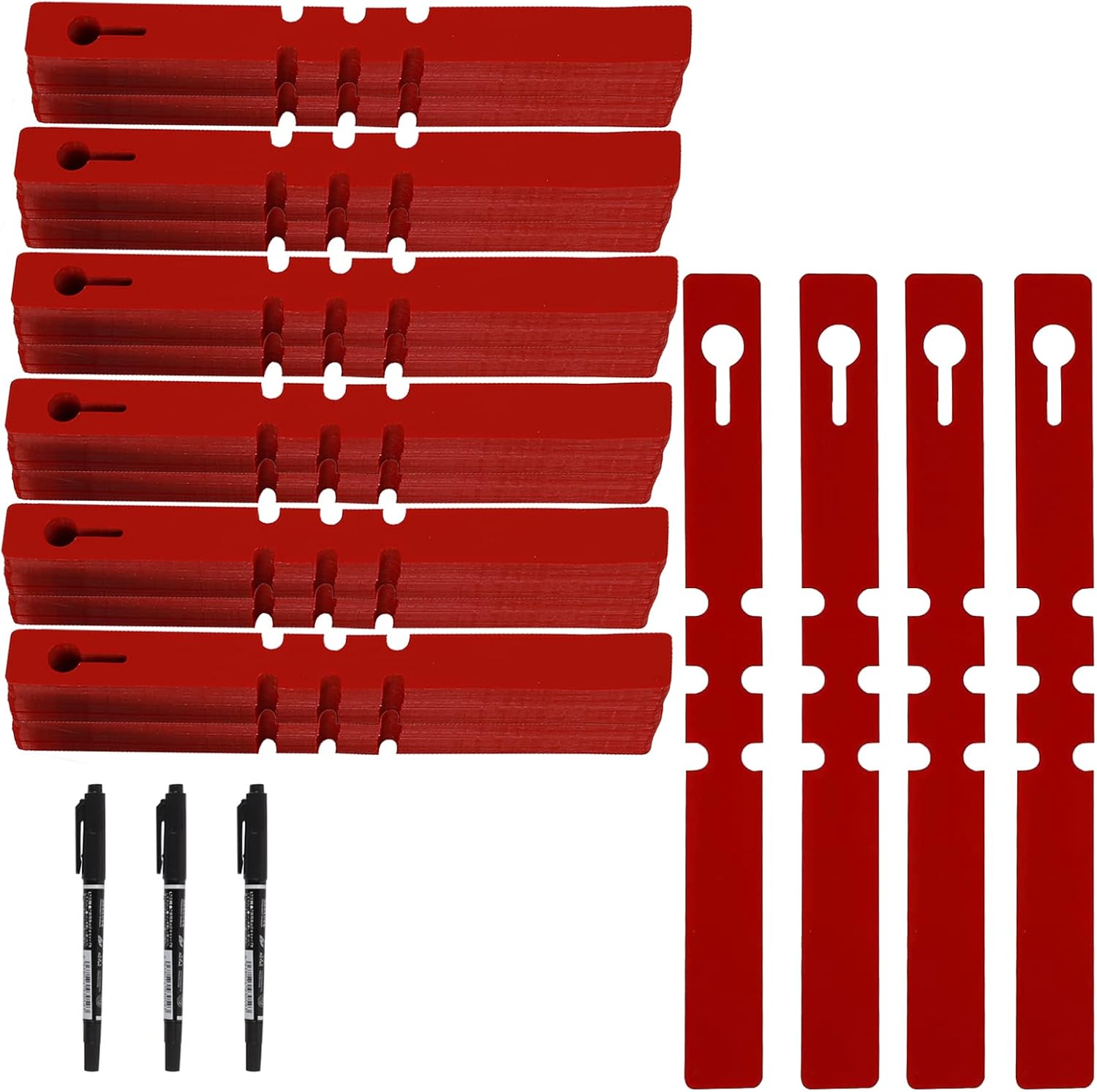 KINJOEK 1200 PCS Red Plant Labels Tags, Plastic Adjustable Wrap Around Waterproof Hanging Garden Tree Tags Plant Loop Tag for Identifying Various Outdoor Nursery Plants Flowers, 2x20cm-VerdiqueGarden