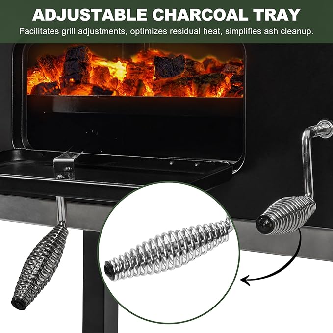 Charcoal Grills, Large Outdoor BBQ Grill Offset Smoker with Side Table Heavy Duty Outside Barbecue Grills Cooking Backyard Patio (Enamel Grill Grate)-VerdiqueGarden