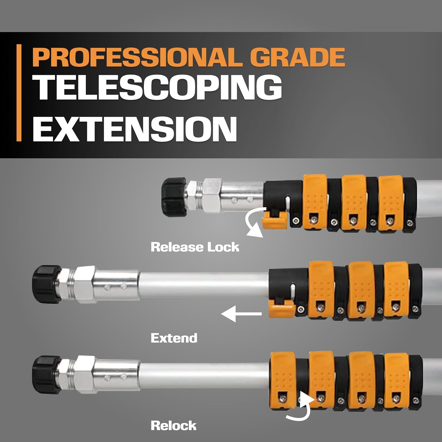 EDOU Direct Telescoping Pressure Washer Wand 19' | Heavy Duty | 4,000 PSI Max Working Pressure | Includes: 1/4" Quick Connection, 5 Spray Nozzle Tips, 2 Pivoting Couplers, 2 Adapters, Support Harness-VerdiqueGarden