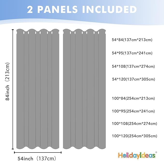 HolidayIdeas Outdoor Sheer Curtains for Patio Waterproof, 2 Panels - 54 x 120 Inch - Grey Light Filtering Voile Outside Curtains Grommet Drapes for Front Porch, Gazebo, Pergola, Backyard-VerdiqueGarden