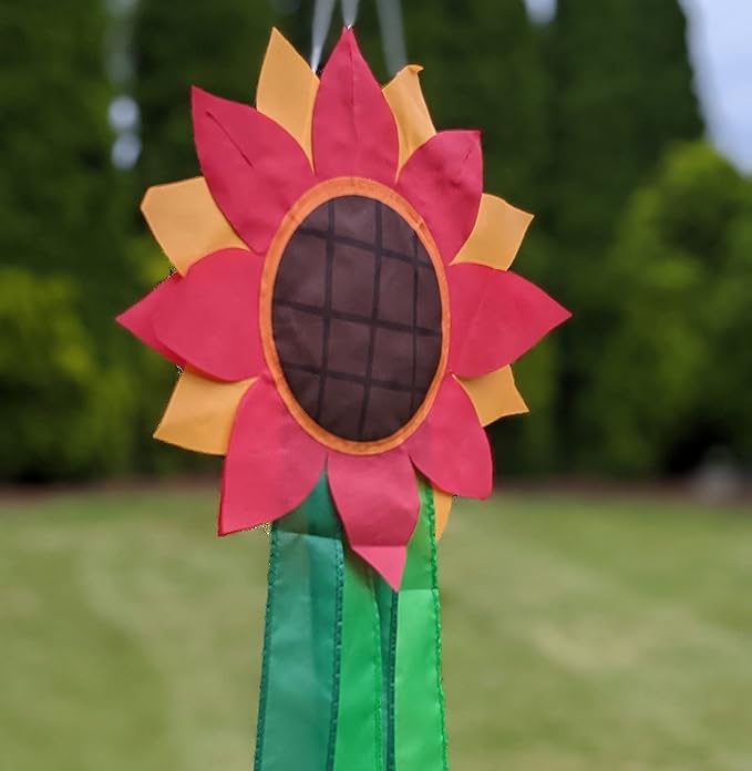 Madrona Brands Red Flower Windsock | Durable Outdoor Hanging Decoration | Yard, Garden, Patio, Home and More | 42-Inch-VerdiqueGarden