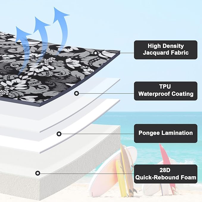 Favoyard Outdoor Chair Cushion 24 x 24 x 4 In Waterproof Pattern Fade Resistant Cushions for Patio Furniture with Removable Cover Attach Straps 28D Foam Insert Cushions Pads for Seat Sofa Couch 2 Pack-VerdiqueGarden