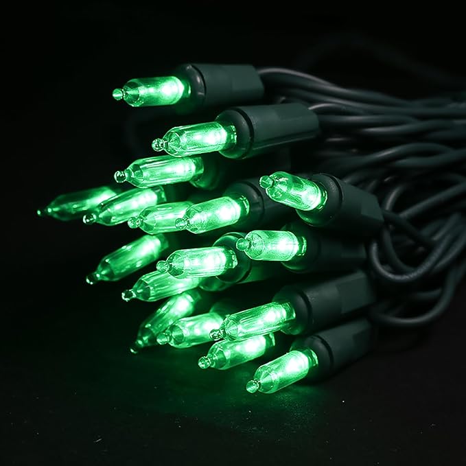 Green LED Christmas Lights - 35 Count Green Christmas String Lights for Small Tree, Crafts, Indoor and Outdoor St. Patrick's Day Decorations, 11 Feet Same Color Wire, UL Certified, Connectable-VerdiqueGarden