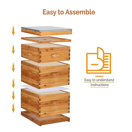 VINGLI 10-Frame Bee Hive, Wax Coated Beehive Starter Kit with Frames & Beeswax Coated Foundation Sheets (3 Layer)-VerdiqueGarden