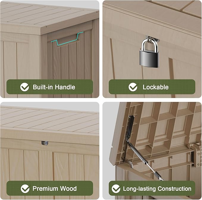 120 Gallon Waterproof Outdoor Storage Box,Resin Deck Box,Lockable Outside Storage Box Container for Patio Furniure,Garden,Tools (120 Gallon,Grey)-VerdiqueGarden