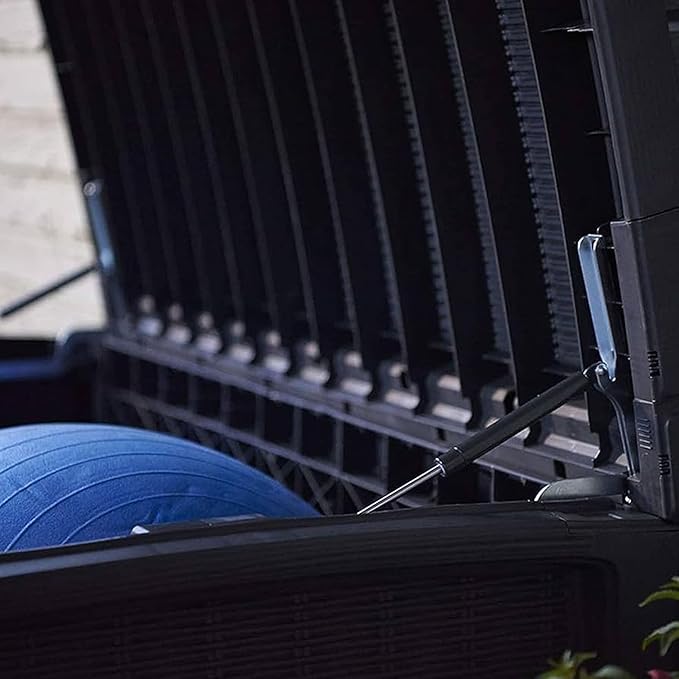 Keter Outdoor Storage Deck Box for Patio, Backyard & Garden, Borneo, 110 Gal, Grey - Lockable, Organizing, and Waterproof Plastic Container Bench-VerdiqueGarden