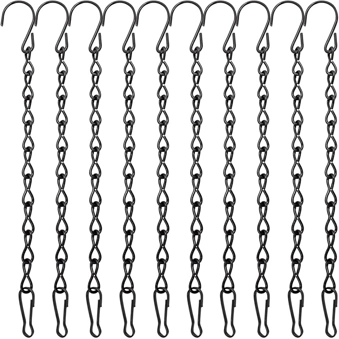 10 Pack 9.5 Inch Black Hanging Chains, Garden Plant Hangers for Hanging Bird Feeders, Billboards, Chalkboards, Basket, Planters, Lanterns, Wind Chimes and Decorative Ornaments Etc-VerdiqueGarden