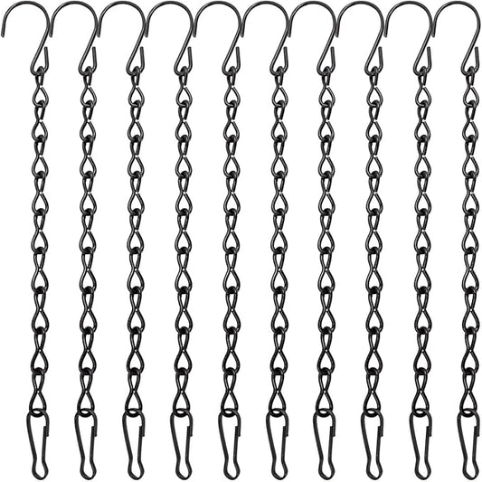 10 Pack 9.5 Inch Black Hanging Chains, Garden Plant Hangers for Hanging Bird Feeders, Billboards, Chalkboards, Basket, Planters, Lanterns, Wind Chimes and Decorative Ornaments Etc-VerdiqueGarden
