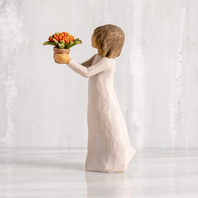 Willow Tree Little Things That Make a Big Difference, Figure Holds Milkweed Plant for Monarch Butterflies, Thank You for Volunteers, Essential Workers, Gardeners, Sculpted Hand-Painted Figure-VerdiqueGarden