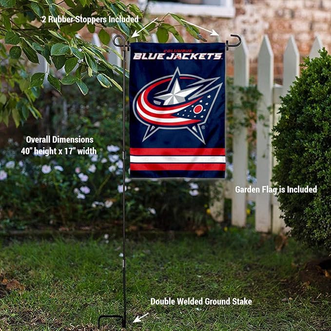 WinCraft Columbus Blue Jackets Garden Flag with Pole Stand Holder-VerdiqueGarden