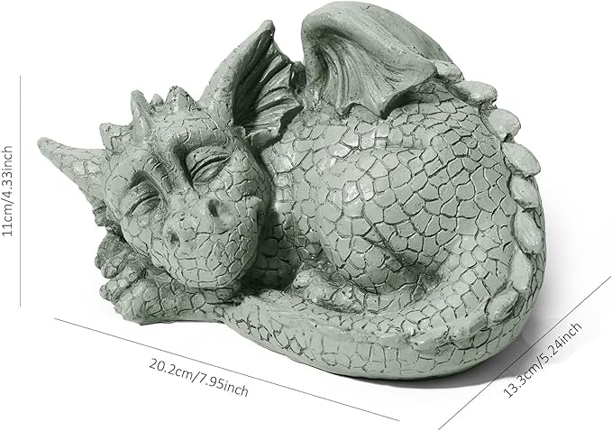 Sleeping Dragon Garden Outdoor Statue Adorable Mythical Creature Baby Sleeping Dragon-VerdiqueGarden
