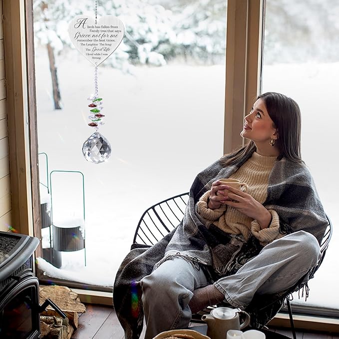 Memorial Gifts Crystal Garden Suncatcher, Sympathy Gifts for Loss of Loved One, in Memory of Loved One Gifts, Bereavement Gifts for Loss of Mom Dad, Cardinal Gifts Rainbow Maker Hanging Decoration-VerdiqueGarden