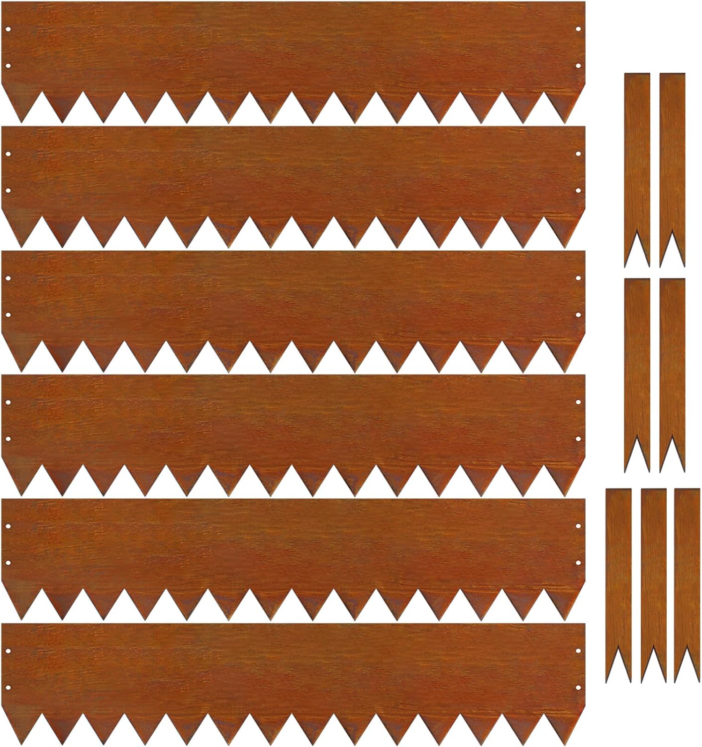 10 Inch Corten Steel Landscape Edging, 6 Pack Metal Landscape Edging, Landscape Edging with 7 Clips and Gloves for Lawn, Pathway, Yard (Rust-Colored)-VerdiqueGarden