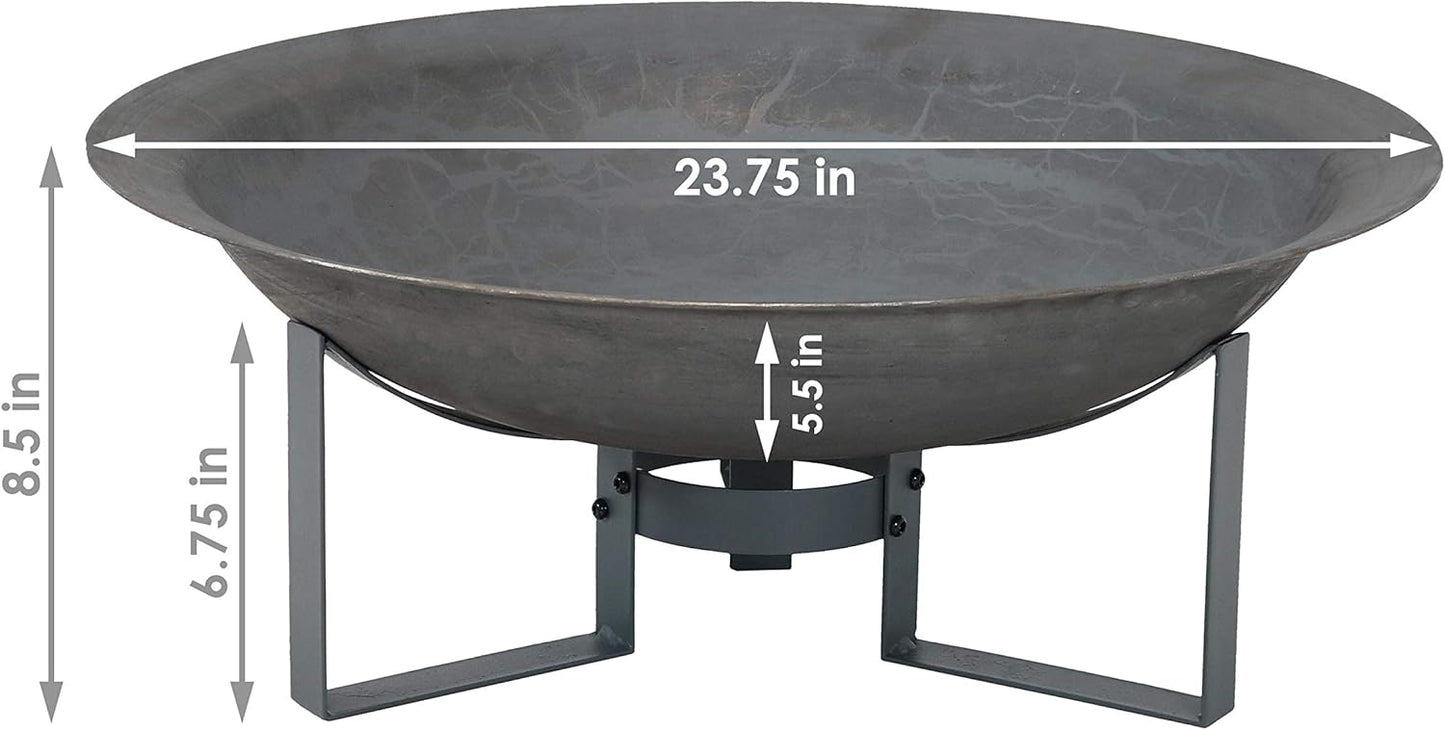 Sunnydaze 24-Inch Cast Iron Modern Fire Pit Bowl with Stand - Lightweight and Portable Design-VerdiqueGarden