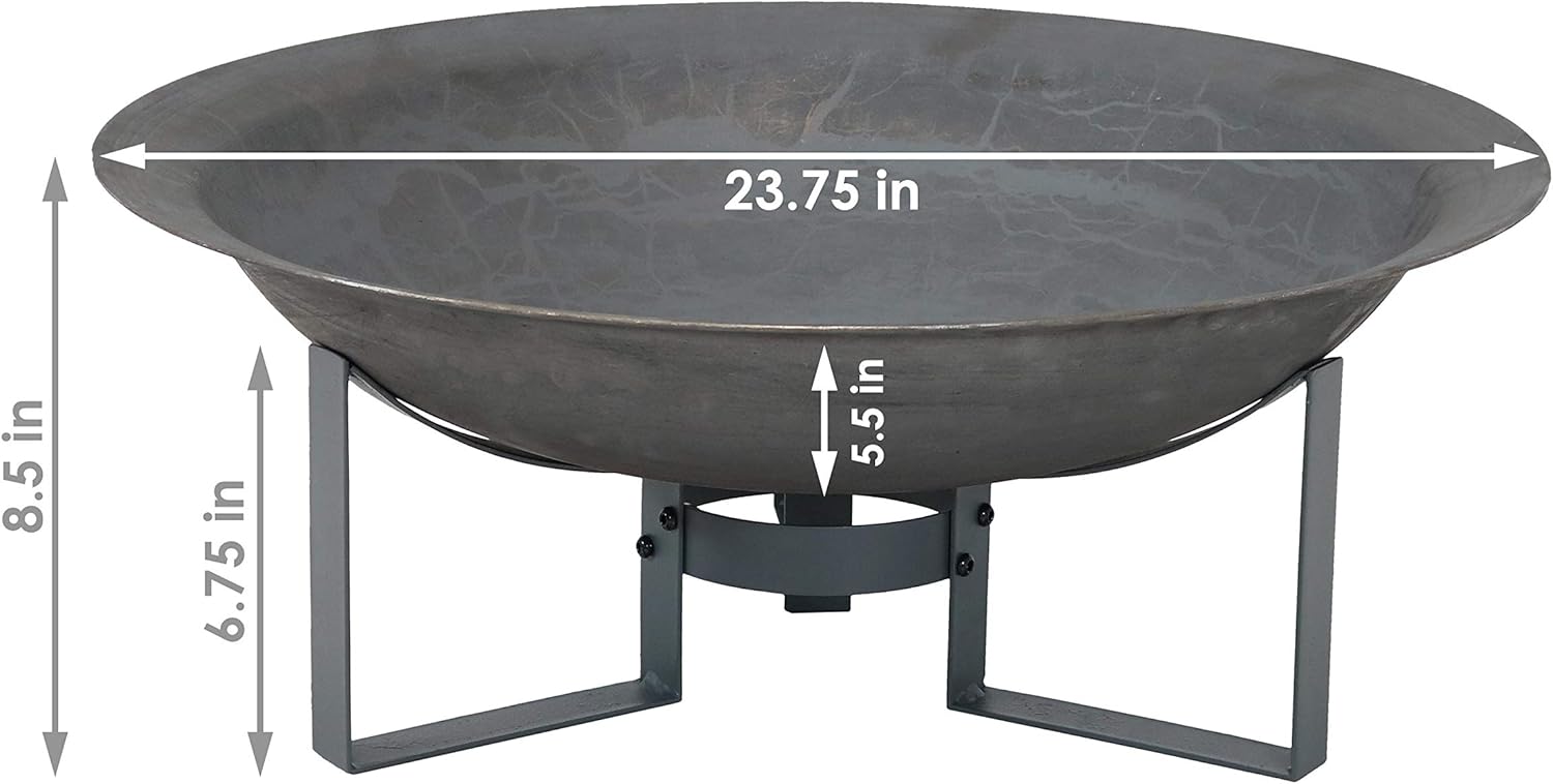 Sunnydaze 24-Inch Cast Iron Modern Fire Pit Bowl with Stand - Lightweight and Portable Design-VerdiqueGarden