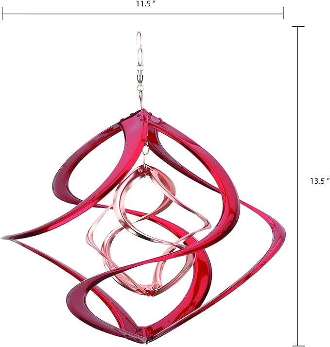 Red Carpet Studios 31092 Cosmix Wind Spinner Double Helix, 14-Inch, Red &Copper-VerdiqueGarden