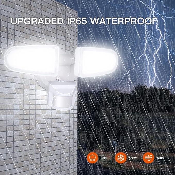 JJC 3700LM 32W LED Security Lights Motion Sensor Flood Light, LED Motion Sensor Outdoor Lights Fixture, Waterproof IP65,5700K Super Bright Motion Detector Lights for Garage, Porch (Not Solar Powered)-VerdiqueGarden