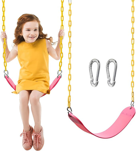 TURFEE Swings for Outdoor Swing Set -SwingSeat Replacement Kits with Heavy Duty Chains - Backyard Swingset Playground Accessories for Kids (Pink)-VerdiqueGarden