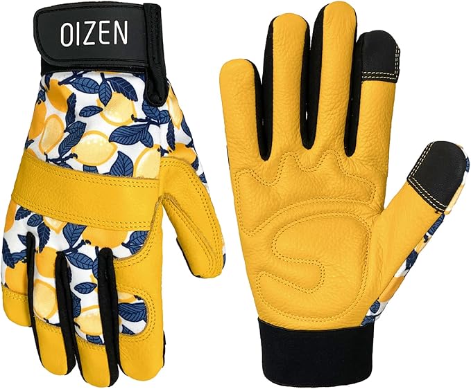 Cowhide Leather Thorn Proof & Puncture Resistant Gardening Gloves for Women and Men, Touchscreen Compatible Working Gloves for Weeding, Digging, Planting, Gardening Gifts for Women, Size Medium-VerdiqueGarden