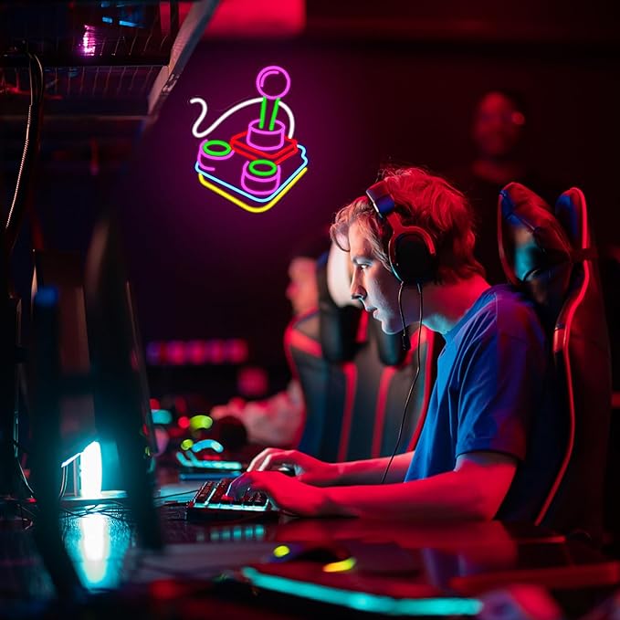 Alkkign Gamer Neon Sign for Wall Decor Game Controller Neon Signs Gaming Neon Light for Gamer Room Decor Game LED Sign for Teen Boys Room Gaming Room Decoration-VerdiqueGarden