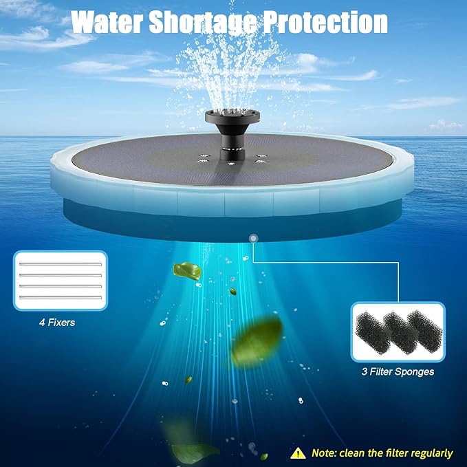 SZMP Solar Fountain, 4W Solar Powered Bird Bath Fountains with 4000 Battery, Color LED Lights, Outdoor Water Feature Fountain Pump with 7 Nozzle and 4 Fixers for Garden, Patio, Pond, and Pool-VerdiqueGarden