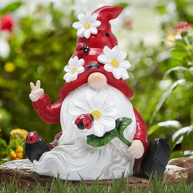 Hodao Ladybug Spring Gnomes Decorations Ladybug Gnomes Ornaments Decor Gifts Summer Gnomes Figurines Ladybug Gnomes for Outdoor Garden Decor Ladybug Birthday Gifts for Mom, Women, Grandma-VerdiqueGarden