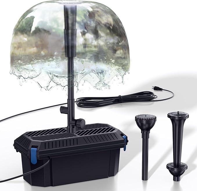 Biling Pond Filter with Water Pump Kits, Koi Pond Filter Box with 660GPH 110V/40W Pond Pumps for Outdoor Ponds, Pond Fountain Kit for Garden Water Tank Waterfall-VerdiqueGarden