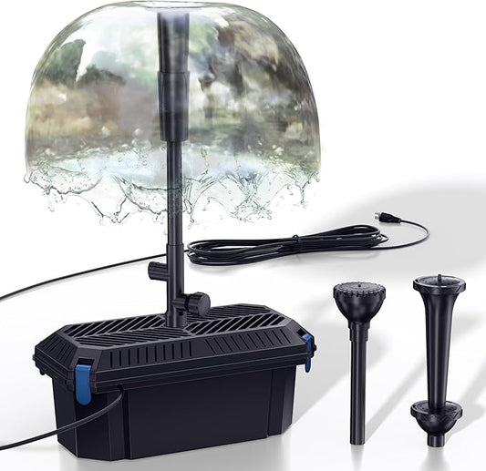 Biling Pond Filter with Water Pump Kits, Koi Pond Filter Box with 660GPH 110V/40W Pond Pumps for Outdoor Ponds, Pond Fountain Kit for Garden Water Tank Waterfall-VerdiqueGarden