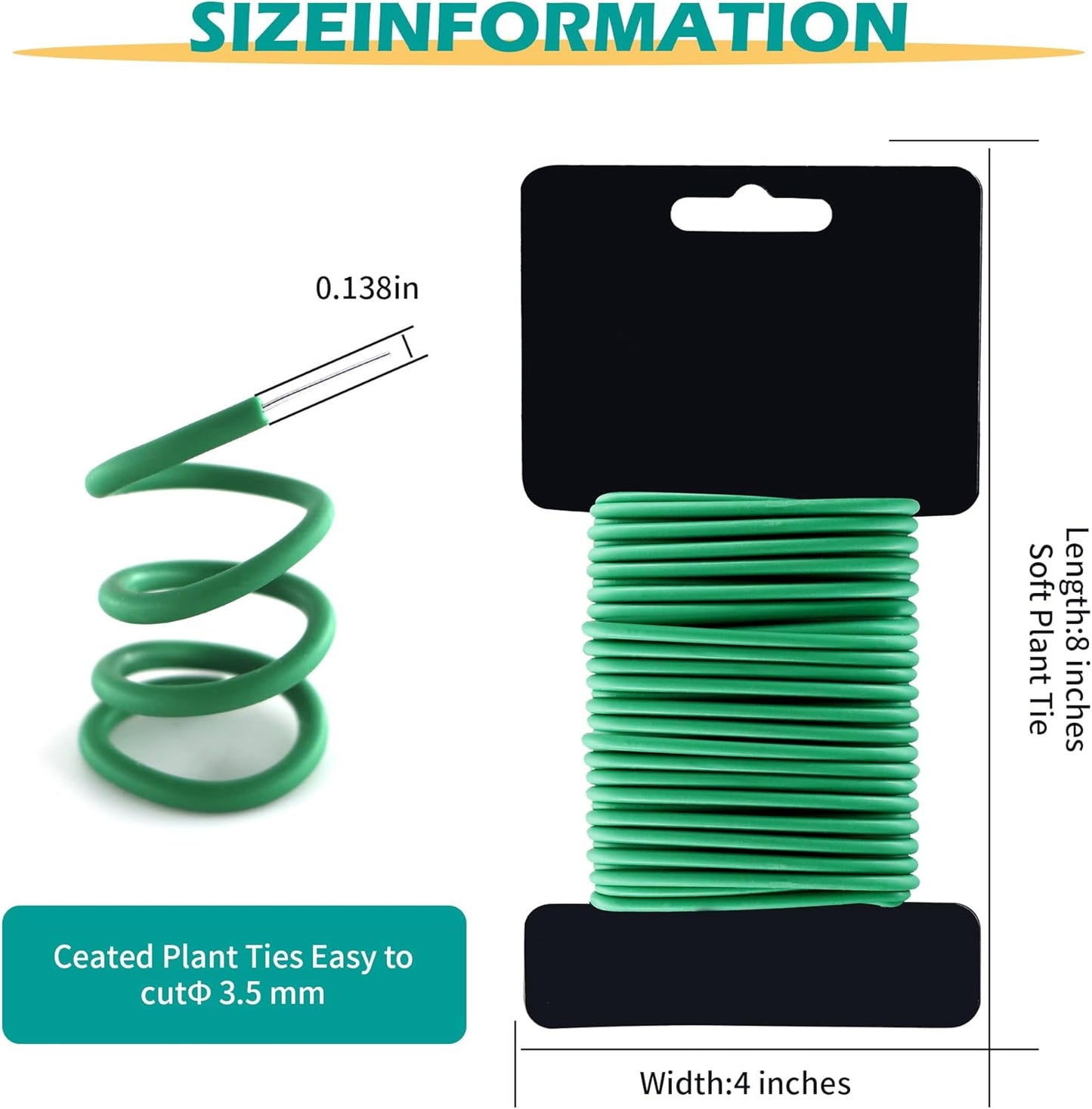 (2 Reel) Soft Plant Ties, Garden Ties TPR Flexible Durable Heavy Duty Twist Wire for Twine Tomatos Branches Vines and Tying Up Cable Wires (Green)(φ3.5mm，26feet)-VerdiqueGarden